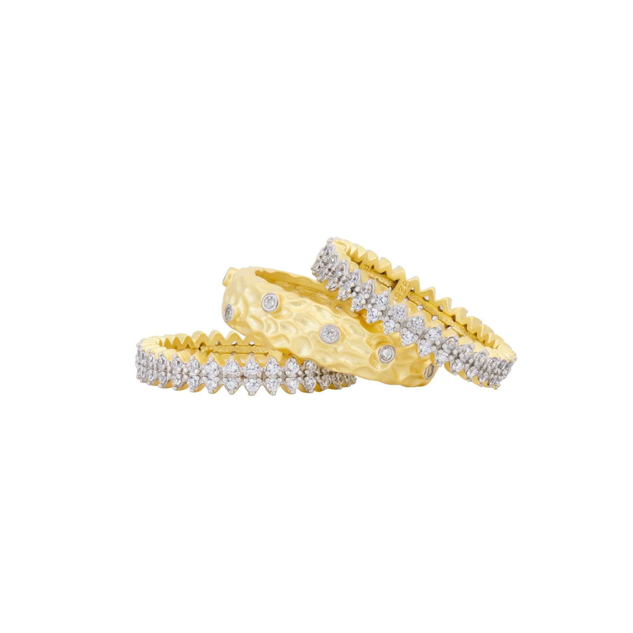 Streets in Bloom Textured 3-Stack Ring - FREIDA ROTHMAN