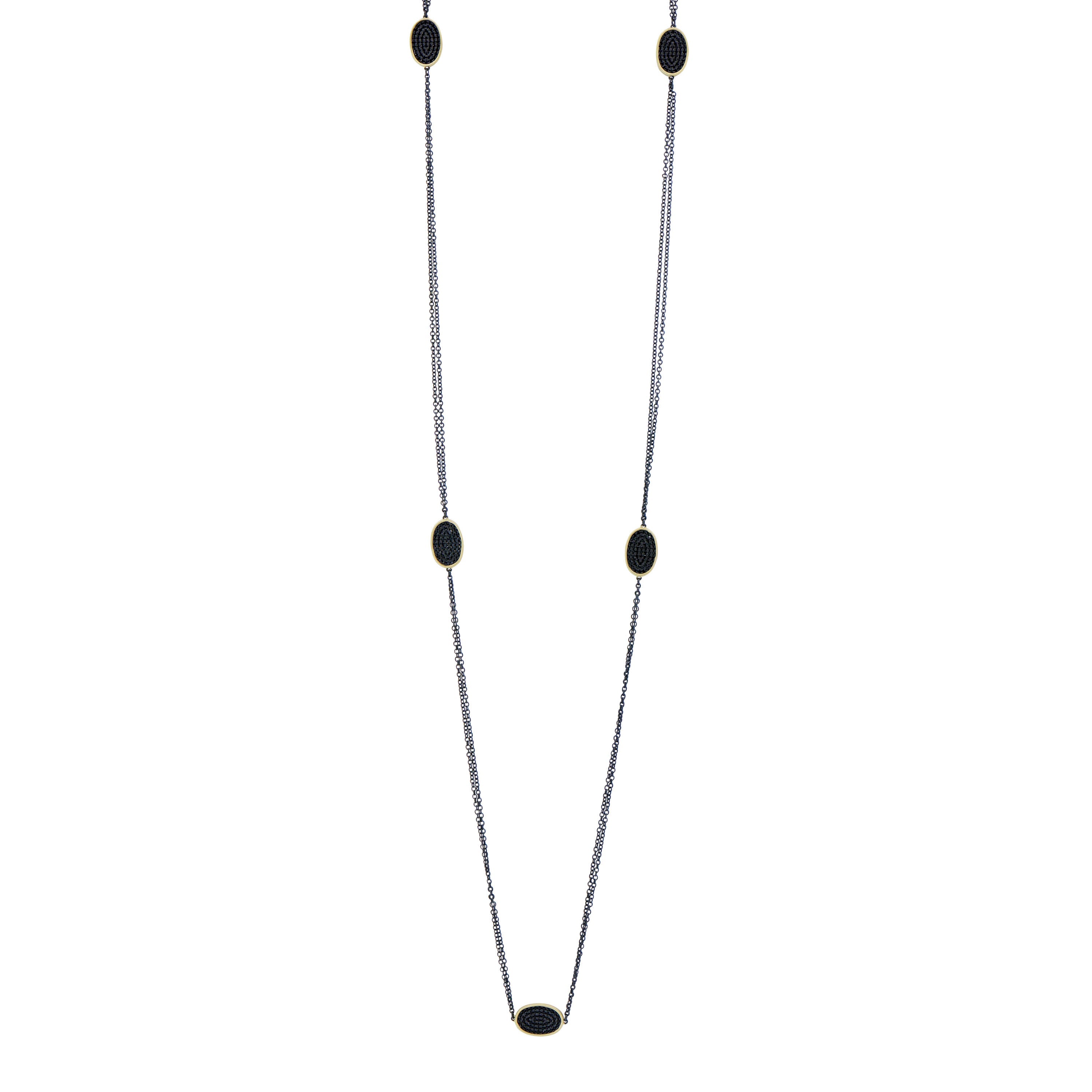 Industrial Finish Oval Cobblestone Station Necklace