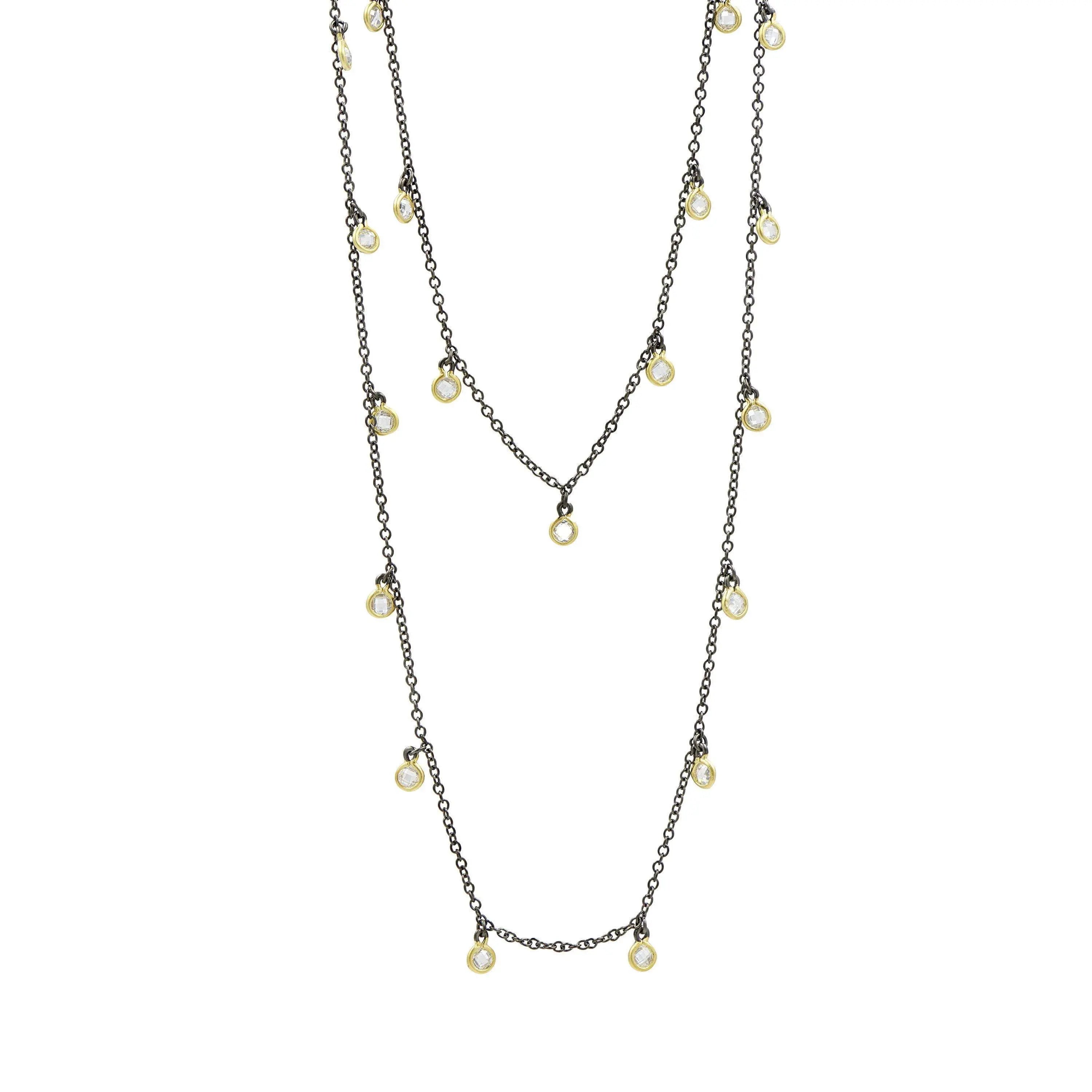 GoldBlack Bezel Droplet Strand Necklace Signature