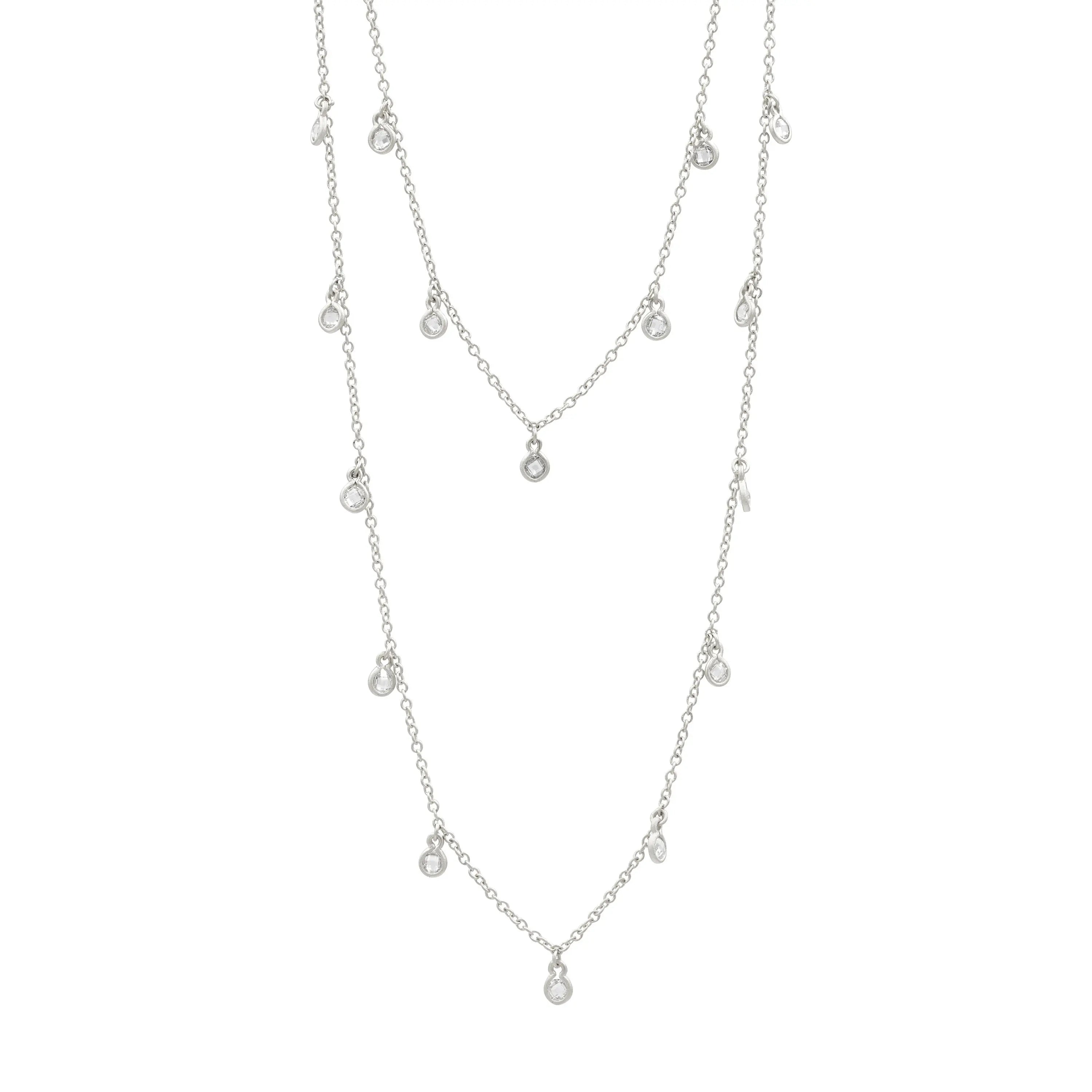 Silver Bezel Droplet Strand Necklace Signature