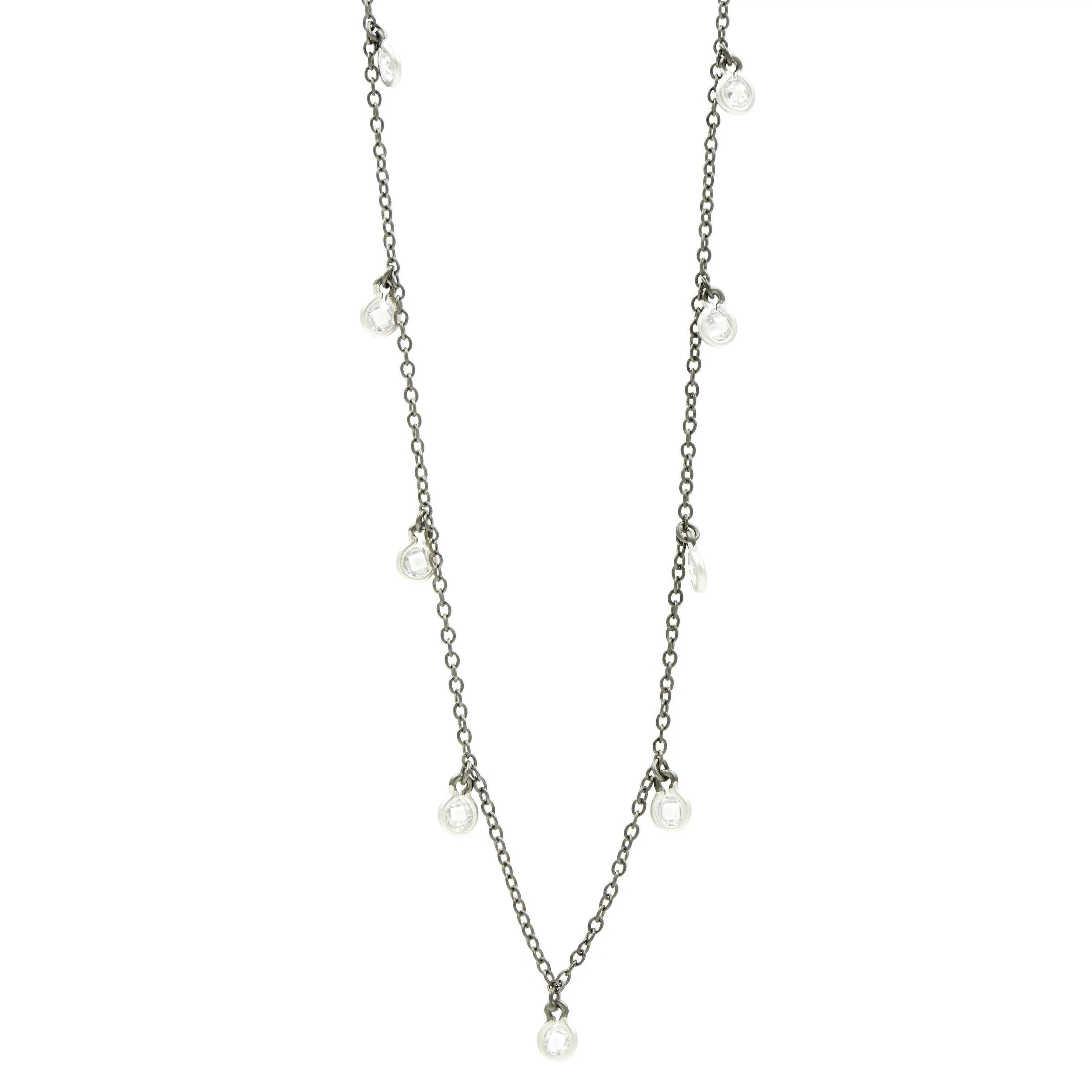 SilverBlack Bezel Droplet Strand Necklace Signature
