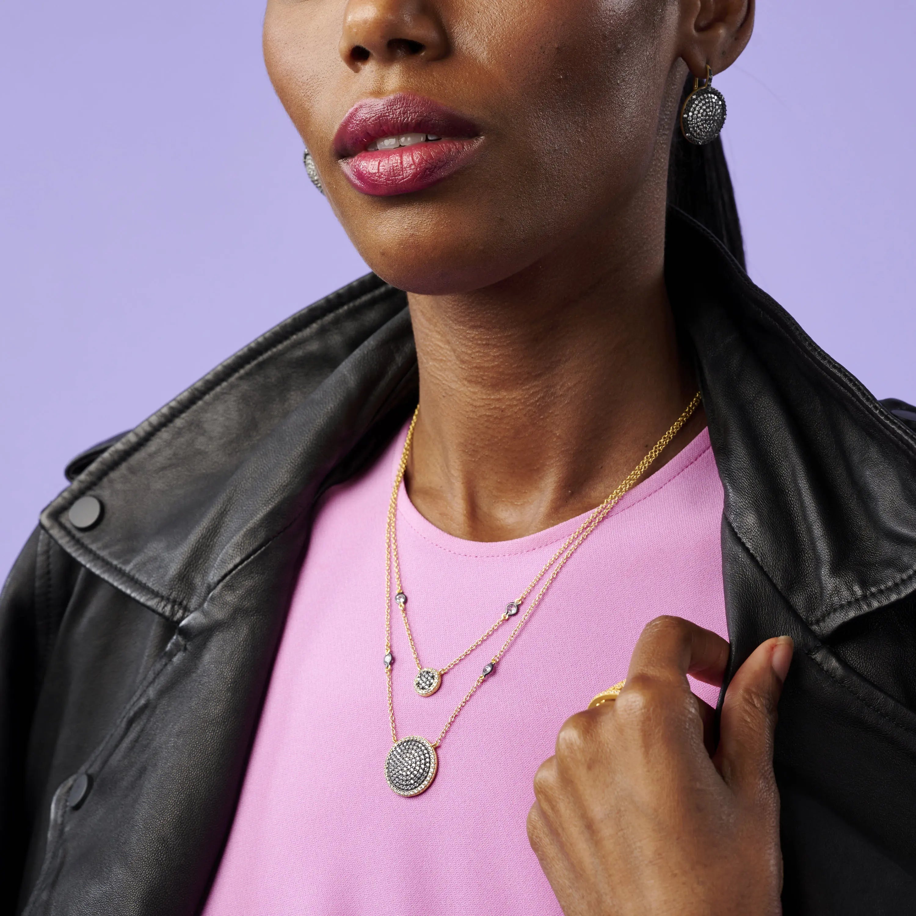 Double Layer Times Square Pavé Necklace Signature NECKLACE