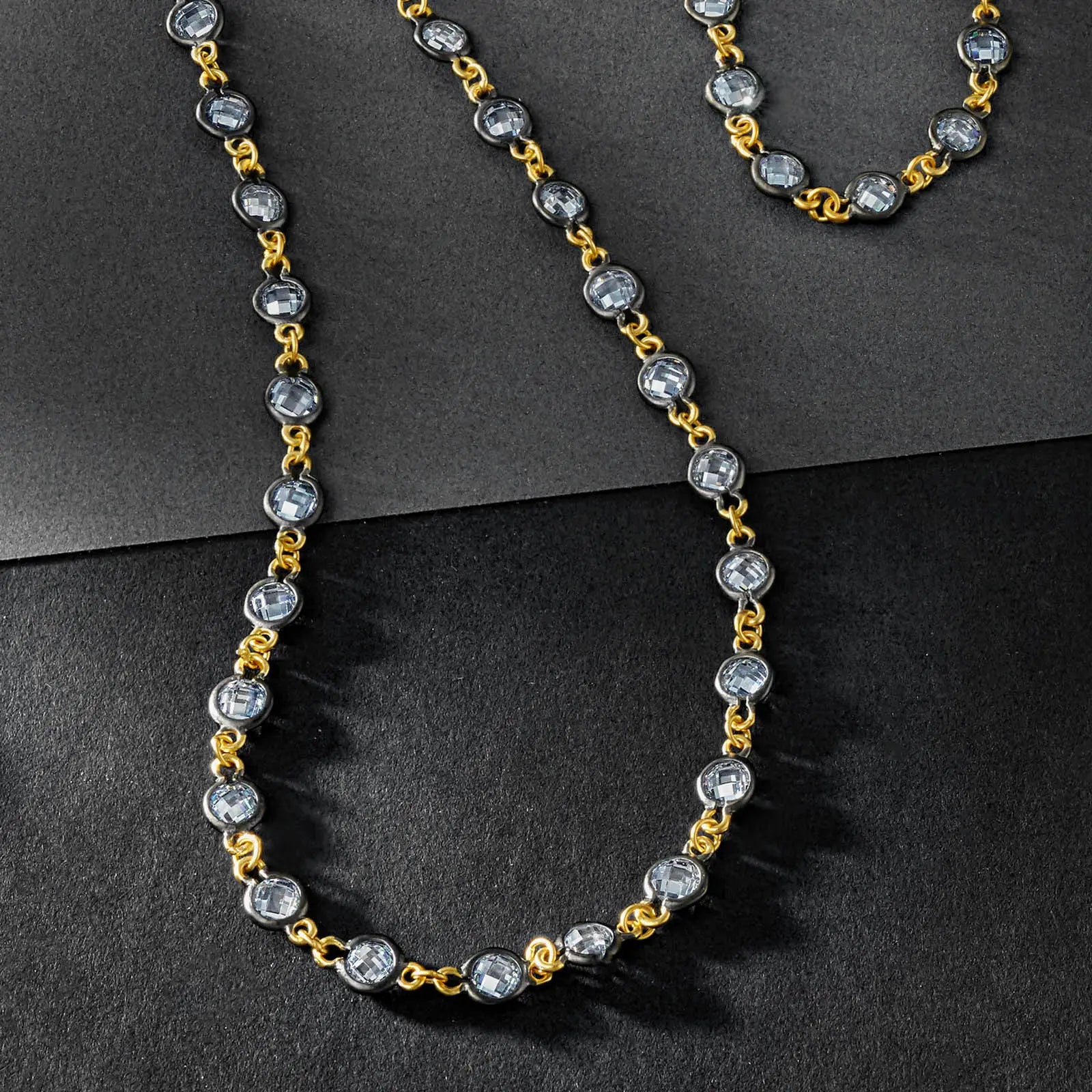 Faceted Stones Wrap Chain Necklace Signature NECKLACE
