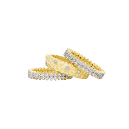 Streets in Bloom Textured 3-Stack Ring - FREIDA ROTHMAN
