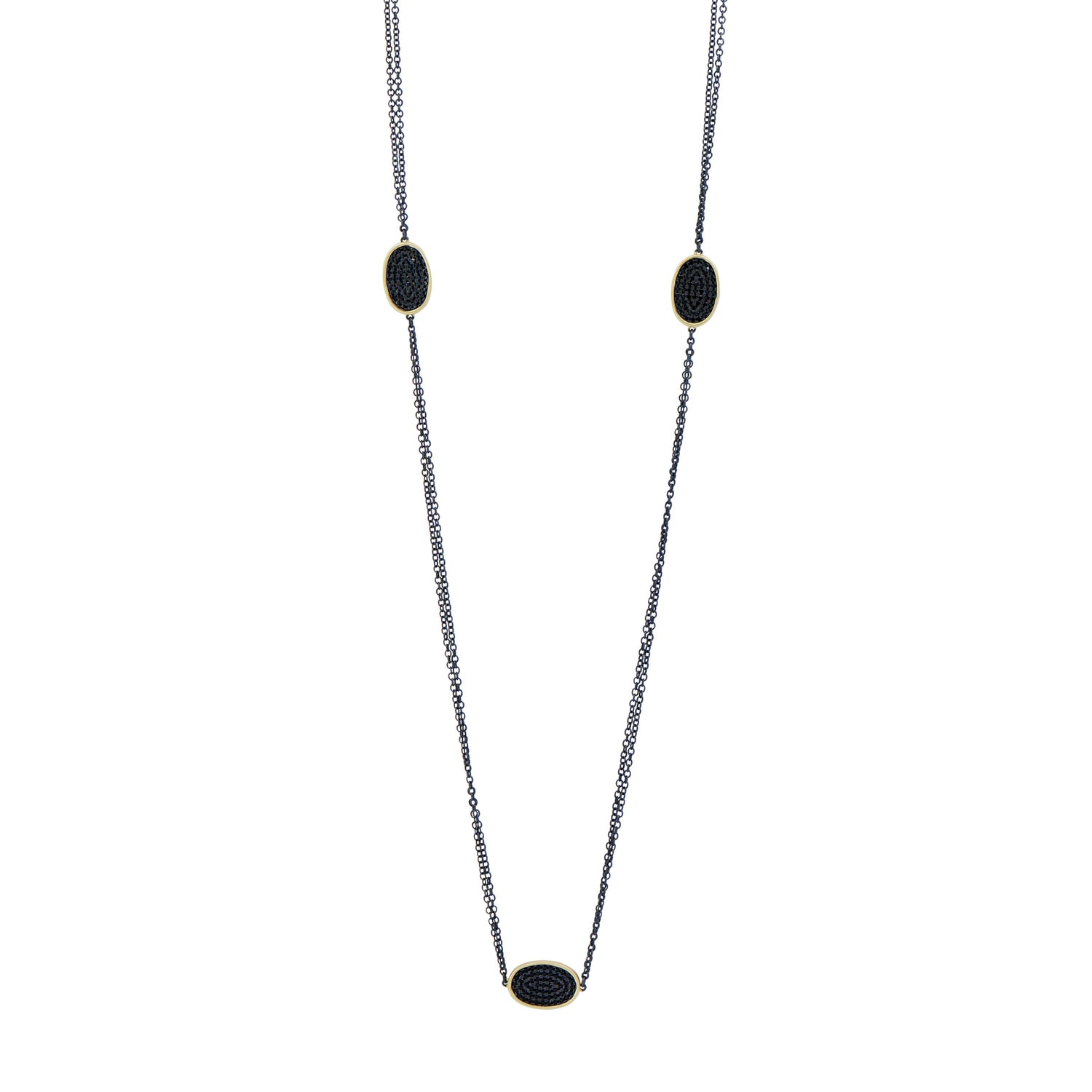 Industrial Finish Oval Cobblestone Station Necklace