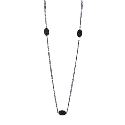 Industrial Finish Oval Cobblestone Station Necklace