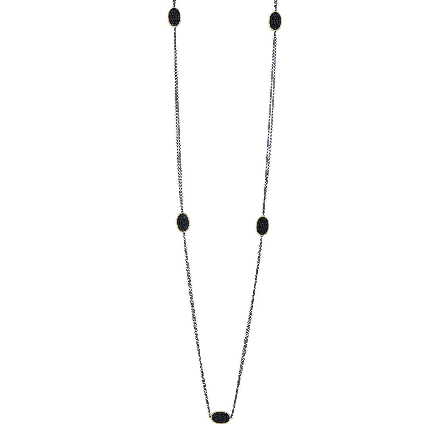 Industrial Finish Oval Cobblestone Station Necklace