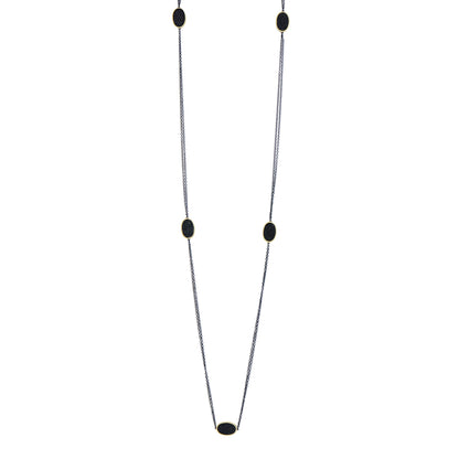 Industrial Finish Oval Cobblestone Station Necklace