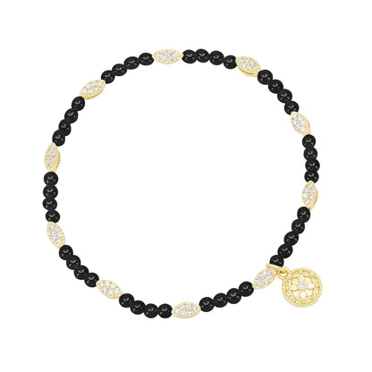 City Petals Onyx Beaded Stretch Bracelet - FREIDA ROTHMAN