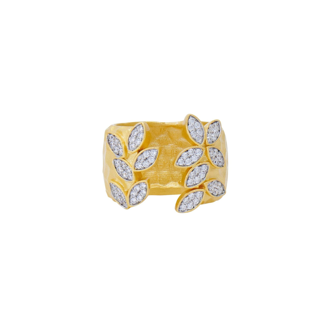 City Petals Hammered Wide Cuff Ring - FREIDA ROTHMAN