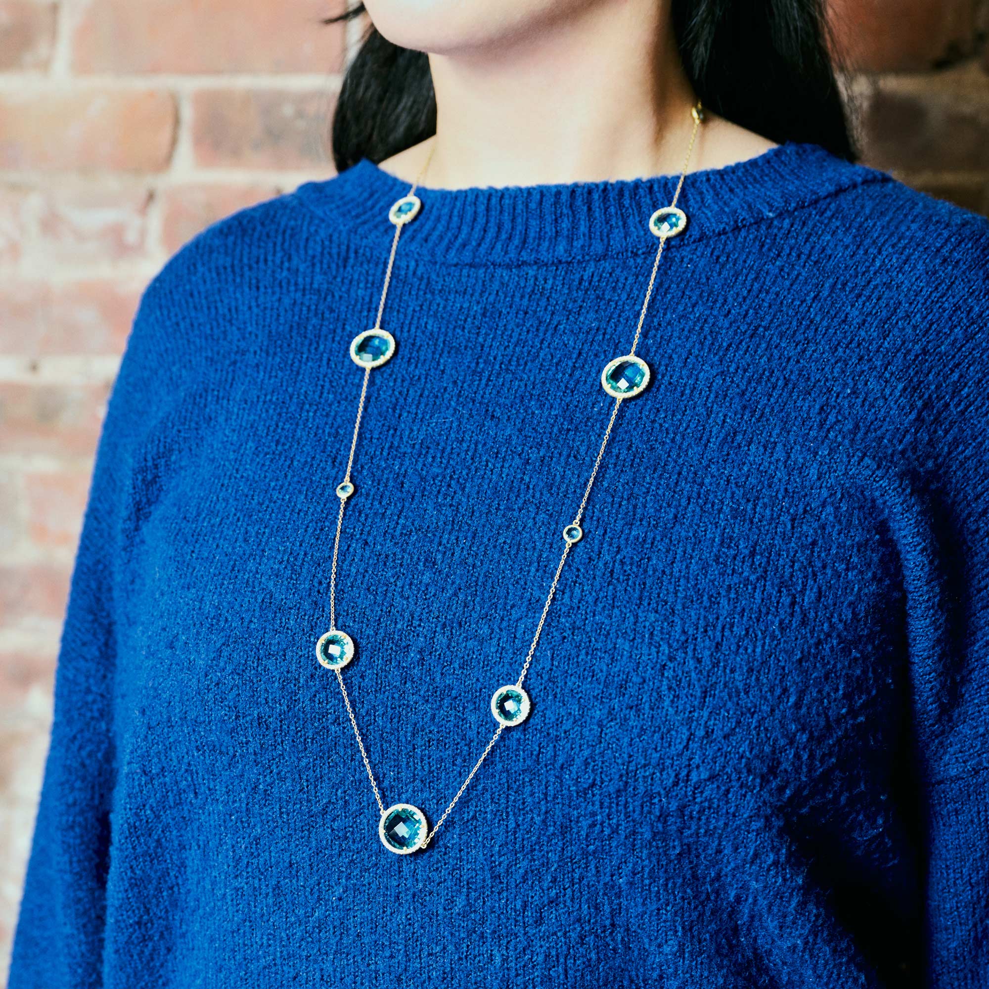 Aqua Azure Station Necklace - FREIDA ROTHMAN