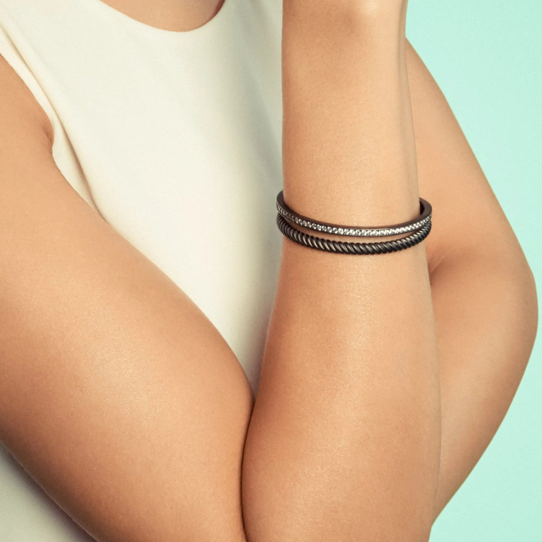 Double Rope Cuff Bangle in Black Gold - FREIDA ROTHMAN