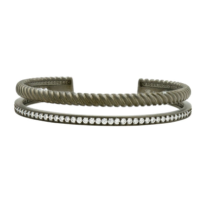 Double Rope Cuff Bangle in Black Gold - FREIDA ROTHMAN