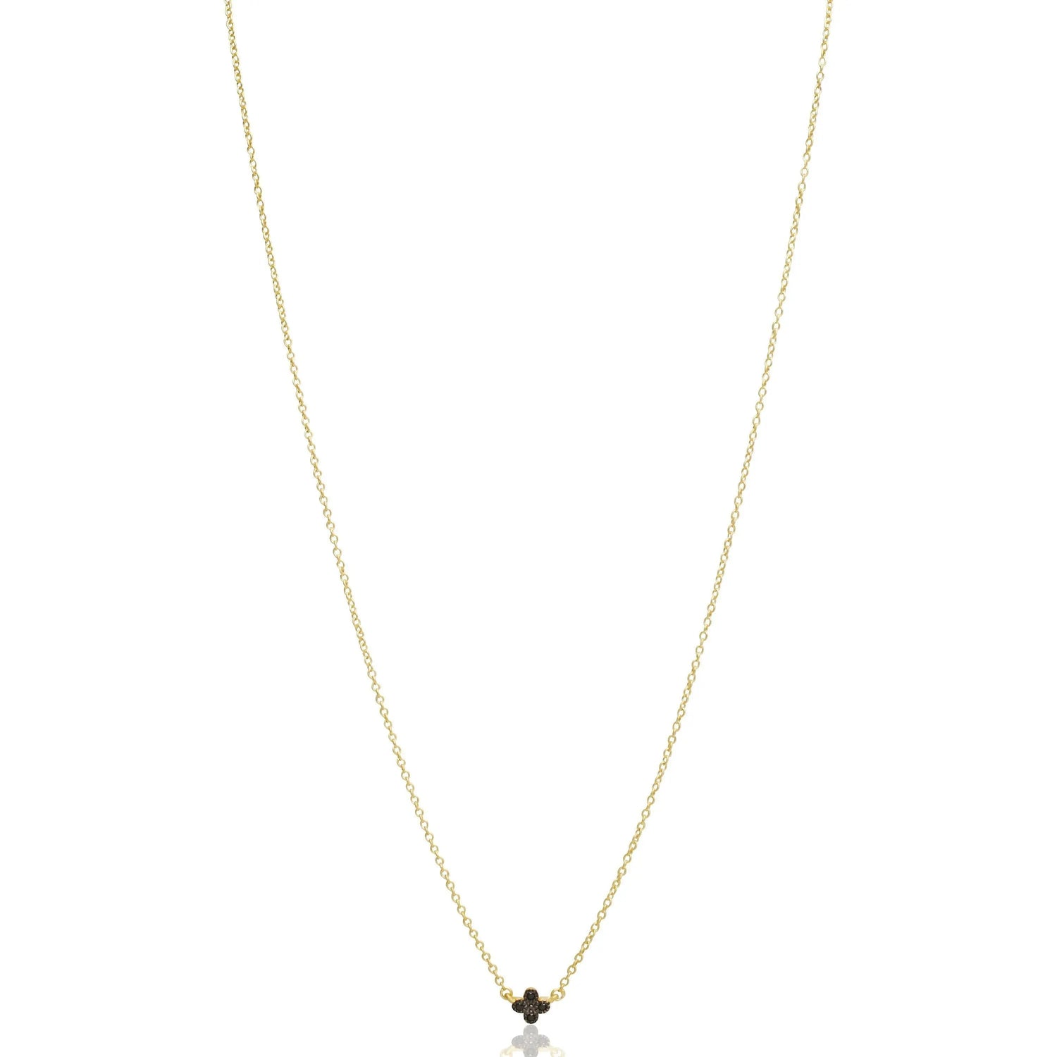 Black Pave Mini Clover Necklace - FREIDA ROTHMAN